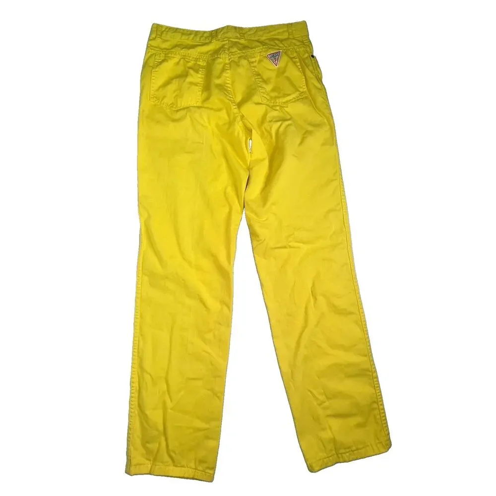 Vintage Guess Jeans Yellow Straight Leg Denim Pants Retro Men’s Size 34